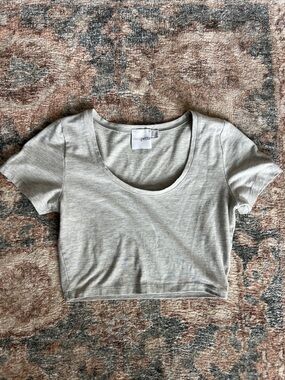 ASOS Petite Light Gray Scoop Neck Crop Top